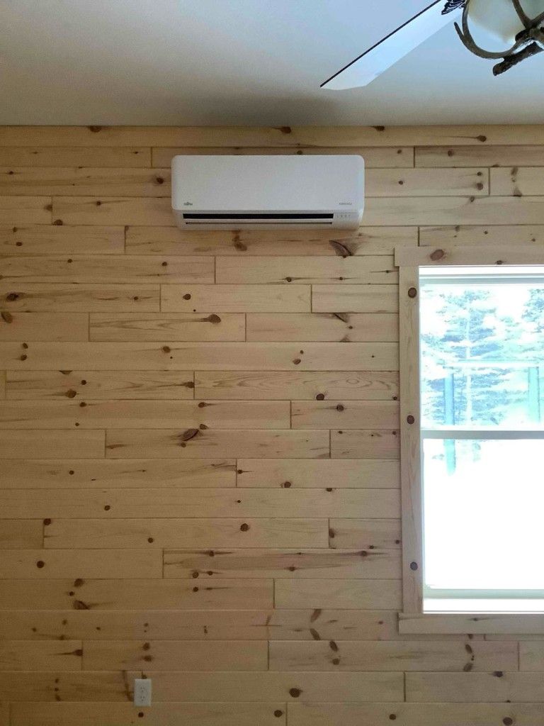 Fujitsu ductless mini-split head mounted on an interior wall