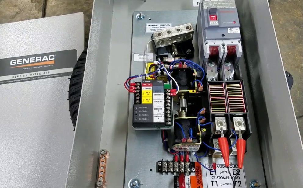 Generac automatic transfer switch wired into a panel