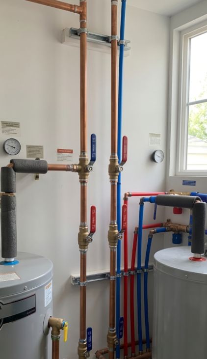 Water heater installation with copper connections