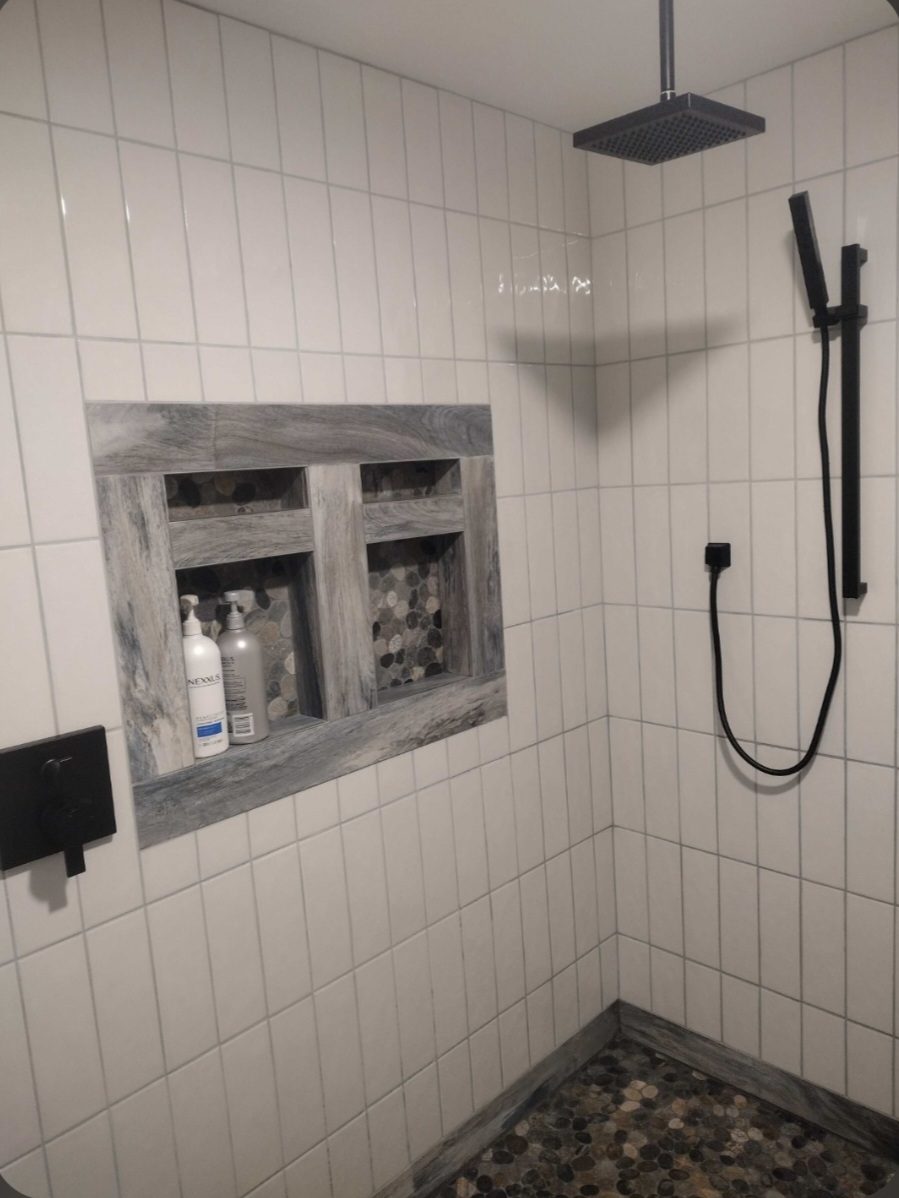 Tiled walk-in shower